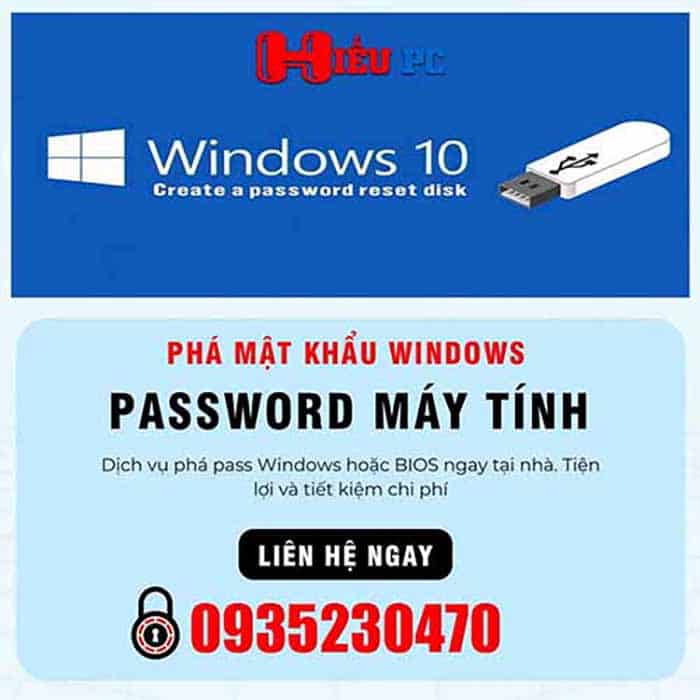 Phá mật khẩu win 10 cho máy tính tại Tam Kỳ Quảng Nam